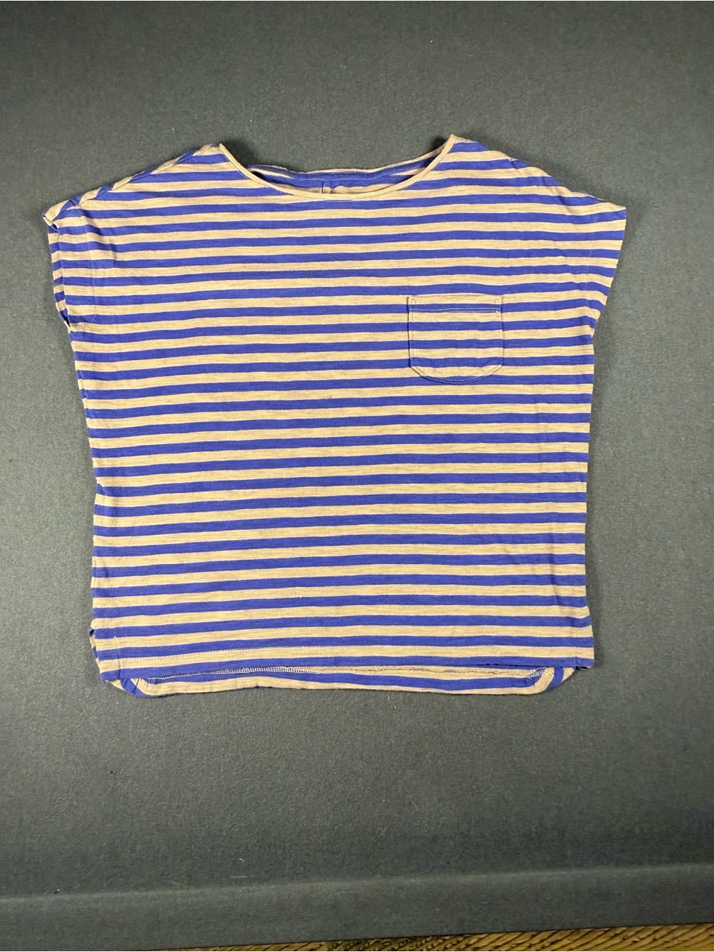 Loft Women’s Cap Sleeve Striped Blue Top Large